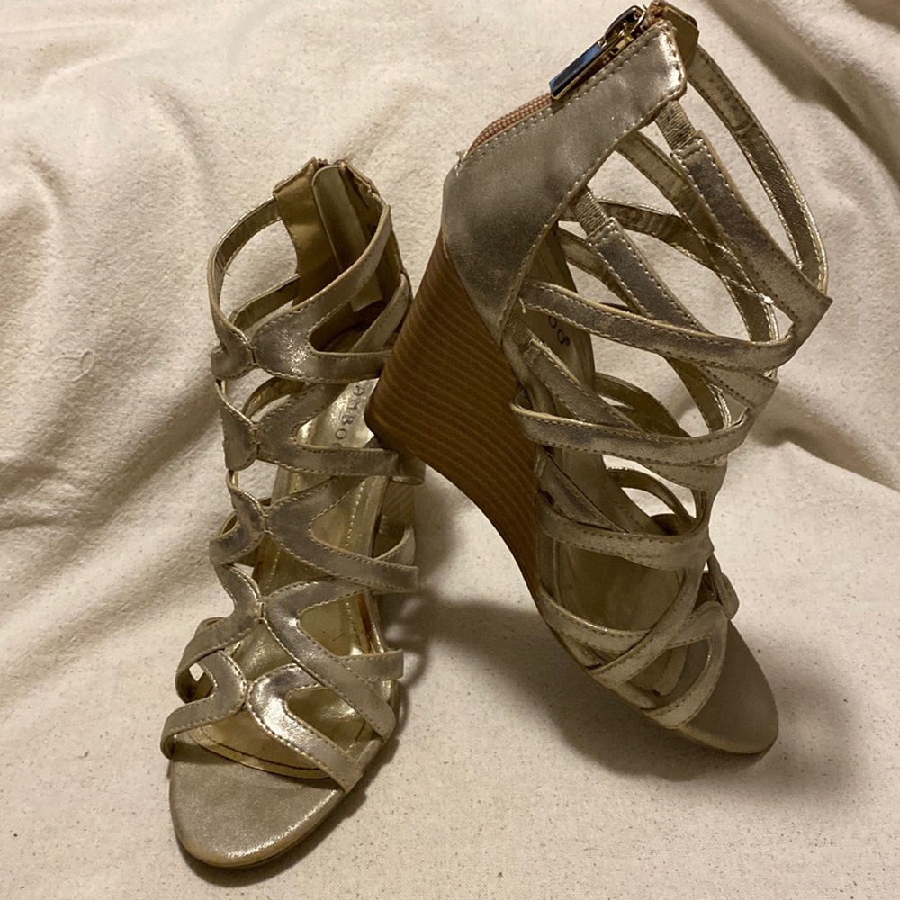 Bamboo Wedges Gold Size 7